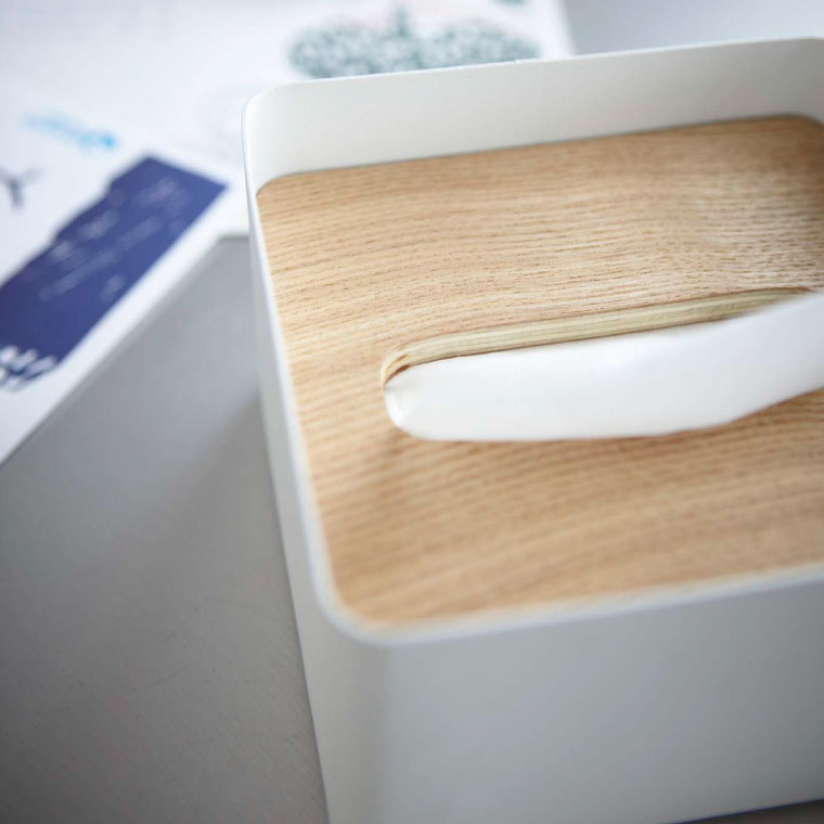 蓋付きティッシュケース Ｓ リン 2個セット 山崎実業 RIN ブラウン/ナチュラル 7731 7732