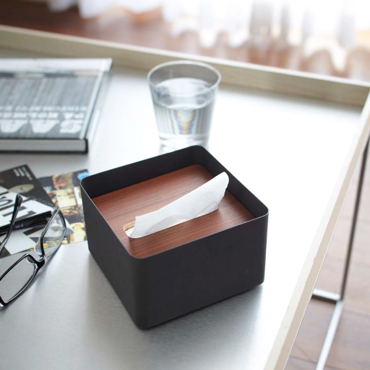 蓋付きティッシュケース Ｓ リン 2個セット 山崎実業 RIN ブラウン/ナチュラル 7731 7732