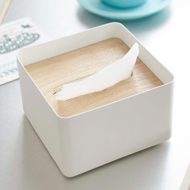 蓋付きティッシュケース Ｓ リン 2個セット 山崎実業 RIN ブラウン/ナチュラル 7731 7732