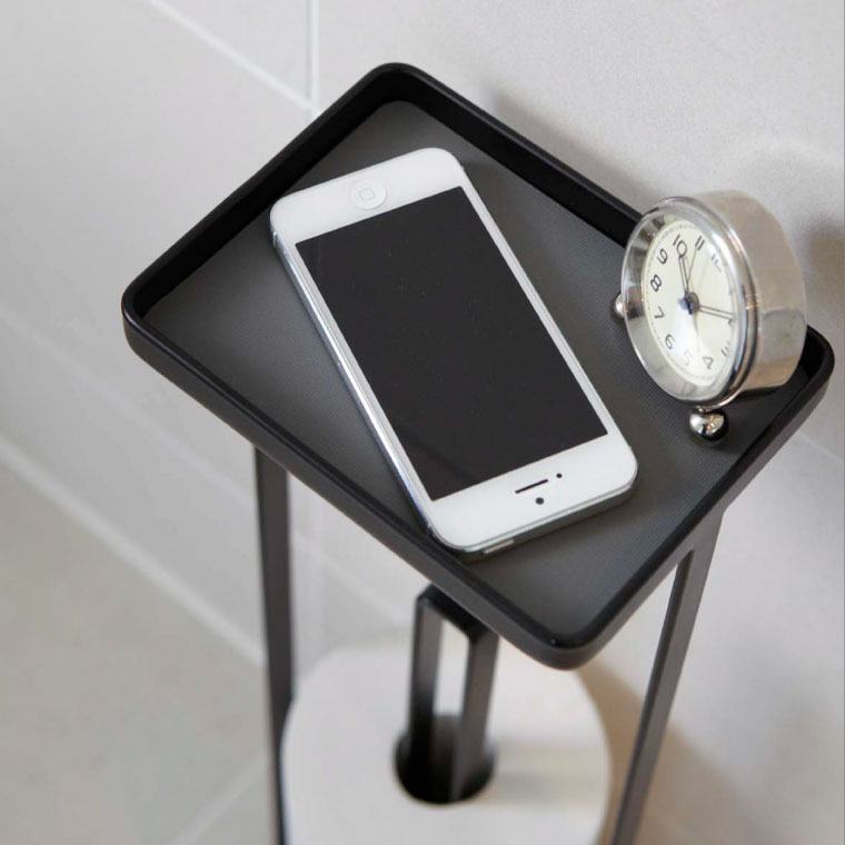 トレイ付きトイレットペーパースタンド タワー 山崎実業 tower ホワイト/ブラック 7739 7740 タワーシリーズ