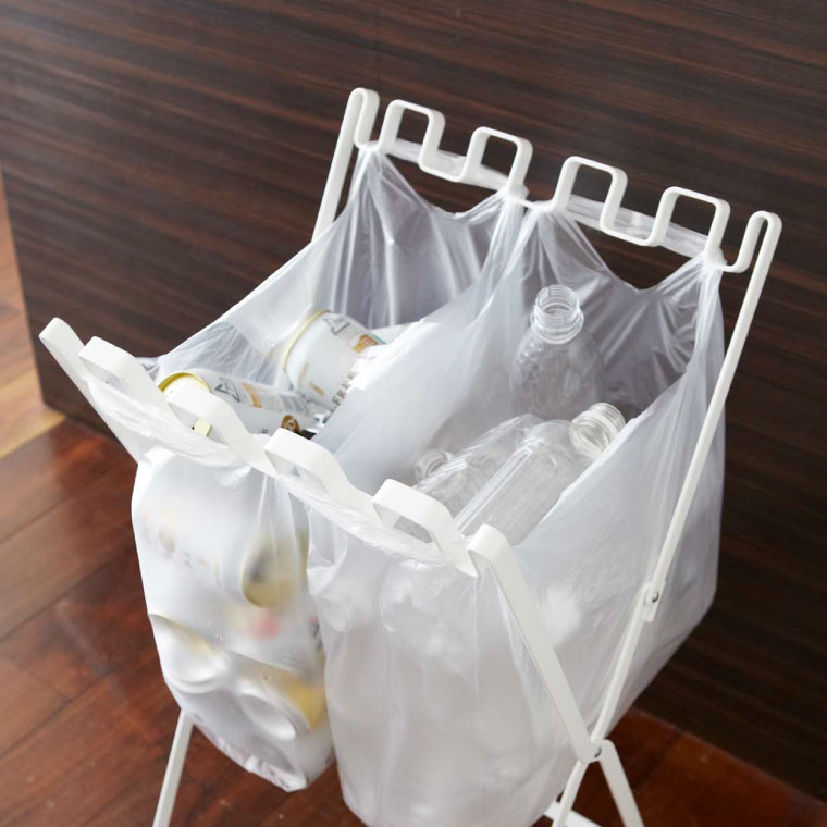 ゴミ袋＆レジ袋スタンド タワー 山崎実業 tower ゴミ箱 ホワイト/ブラック 7908 7909 タワーシリーズ