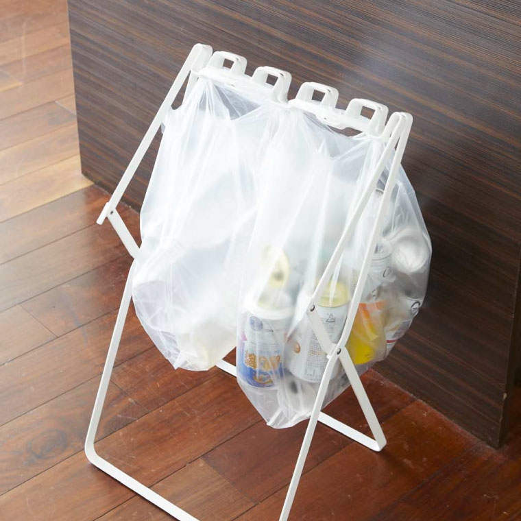 ゴミ袋＆レジ袋スタンド タワー 山崎実業 tower ゴミ箱 ホワイト/ブラック 7908 7909 タワーシリーズ