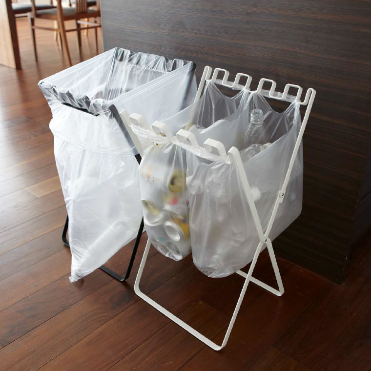 ゴミ袋＆レジ袋スタンド タワー 山崎実業 tower ゴミ箱 ホワイト/ブラック 7908 7909 タワーシリーズ