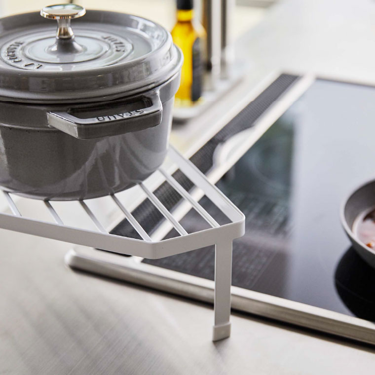 排気口カバー上コンロコーナーラック タワー 山崎実業 tower ホワイト/ブラック 5256 5257タワーシリーズ