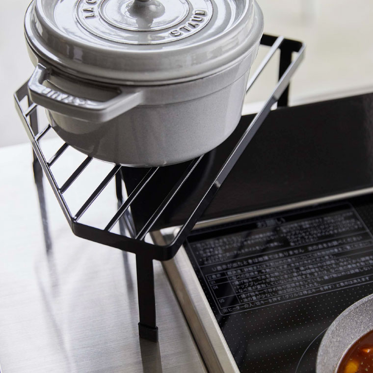 排気口カバー上コンロコーナーラック タワー 山崎実業 tower ホワイト/ブラック 5256 5257タワーシリーズ