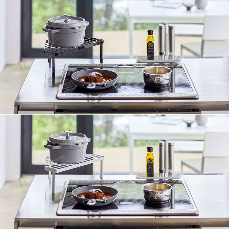 排気口カバー上コンロコーナーラック タワー 山崎実業 tower ホワイト/ブラック 5256 5257タワーシリーズ