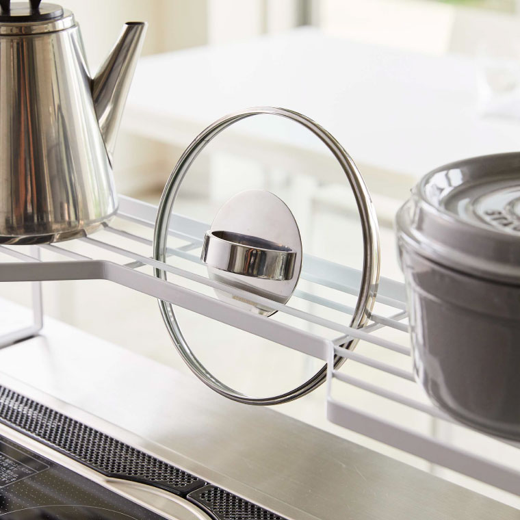 排気口カバー上コンロ奥ラック 60cmコンロ用 タワー 山崎実業 tower ホワイト/ブラック 5264 5265 towerシリーズ