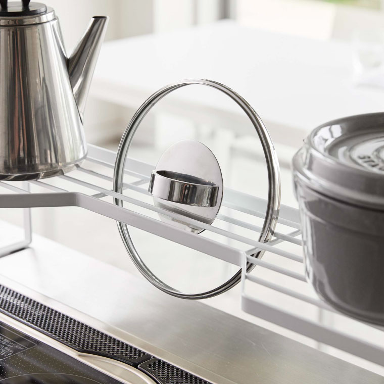 排気口カバー上コンロ奥ラック 75cmコンロ用 タワー 山崎実業 tower ホワイト/ブラック 5266 5267 towerシリーズ