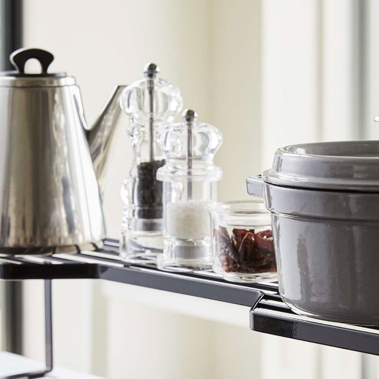 排気口カバー上コンロ奥ラック 75cmコンロ用 タワー 山崎実業 tower ホワイト/ブラック 5266 5267 towerシリーズ