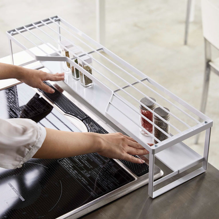 コンロ奥ラック 排気口カバー付 60cmコンロ用 タワー 山崎実業 tower ホワイト/ブラック 5268 5269 タワーシリーズ