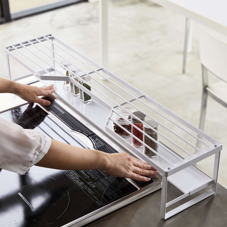 コンロ奥ラック 排気口カバー付 75cmコンロ用 タワー 山崎実業 tower ホワイト/ブラック 5270 5271 タワーシリーズ