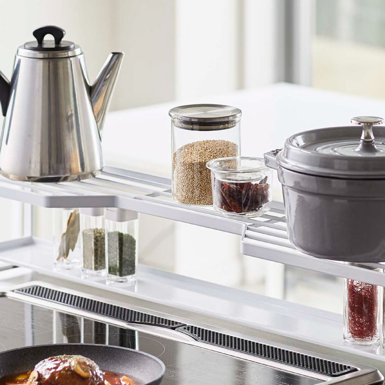 コンロ奥ラック 排気口カバー付 75cmコンロ用 タワー 山崎実業 tower ホワイト/ブラック 5270 5271 タワーシリーズ