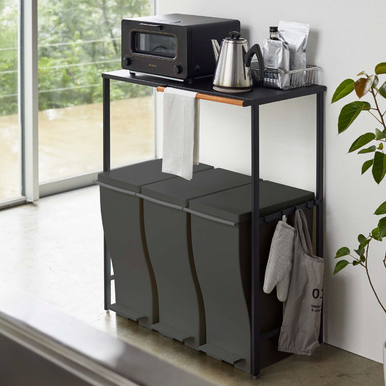 伸縮 ゴミ箱上ラック タワー 山崎実業 tower ホワイト/ブラック 5326 5327 towerシリーズ