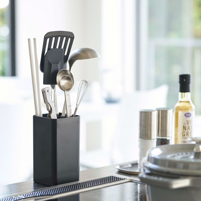 蓋付きカトラリースタンド タワー 山崎実業 tower ホワイト/ブラック 5372 5373 towerシリーズ