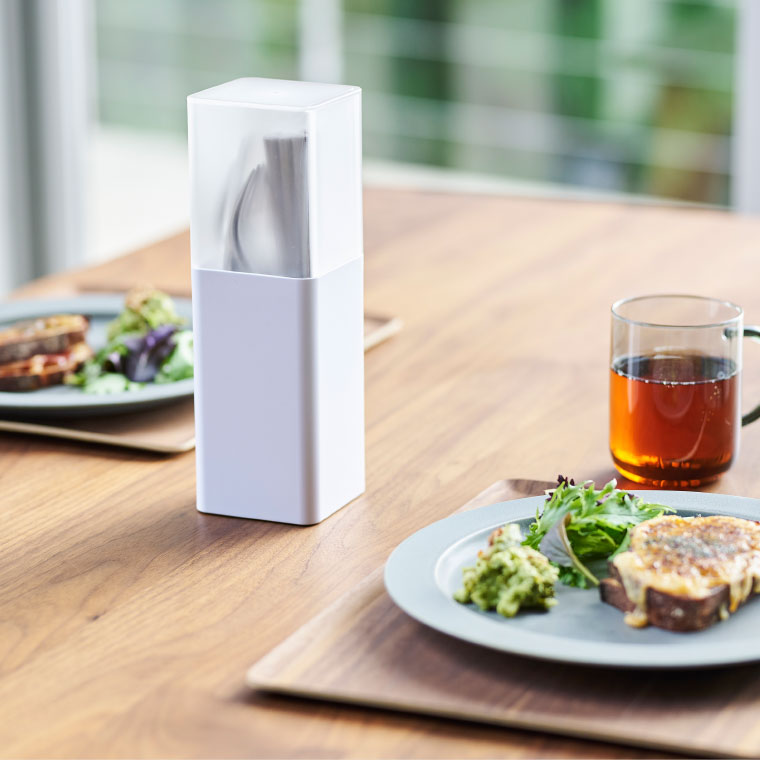 蓋付きカトラリースタンド タワー 山崎実業 tower ホワイト/ブラック 5372 5373 towerシリーズ