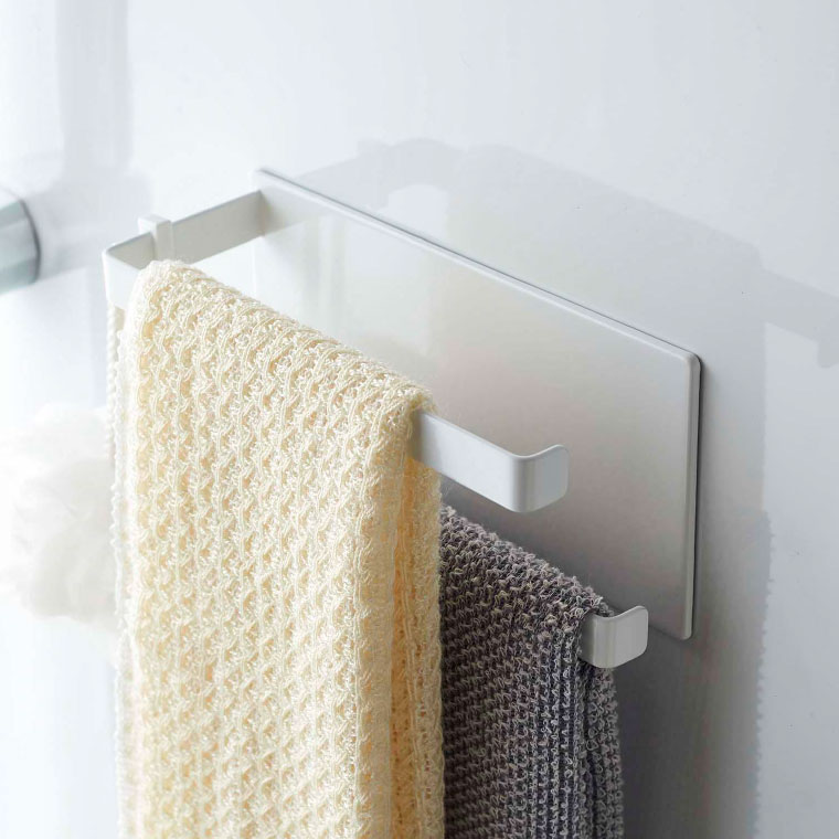 マグネットバスルームタオルハンガー２段 タワー 山崎実業 tower ホワイト/ブラック 5393 5394 タワーシリーズ マグネット