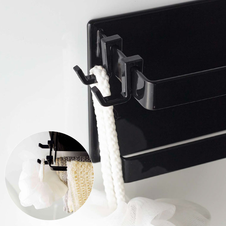 マグネットバスルームタオルハンガー２段 タワー 山崎実業 tower ホワイト/ブラック 5393 5394 タワーシリーズ マグネット