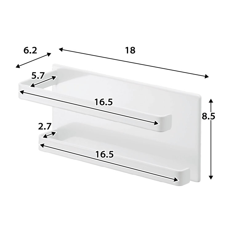 マグネットバスルームタオルハンガー２段 タワー 山崎実業 tower ホワイト/ブラック 5393 5394 タワーシリーズ マグネット