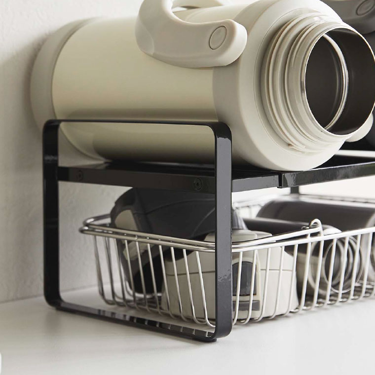 キッチン 伸縮収納ラック ２段 タワー 山崎実業 tower ホワイト/ブラック 5399 5400 towerシリーズ