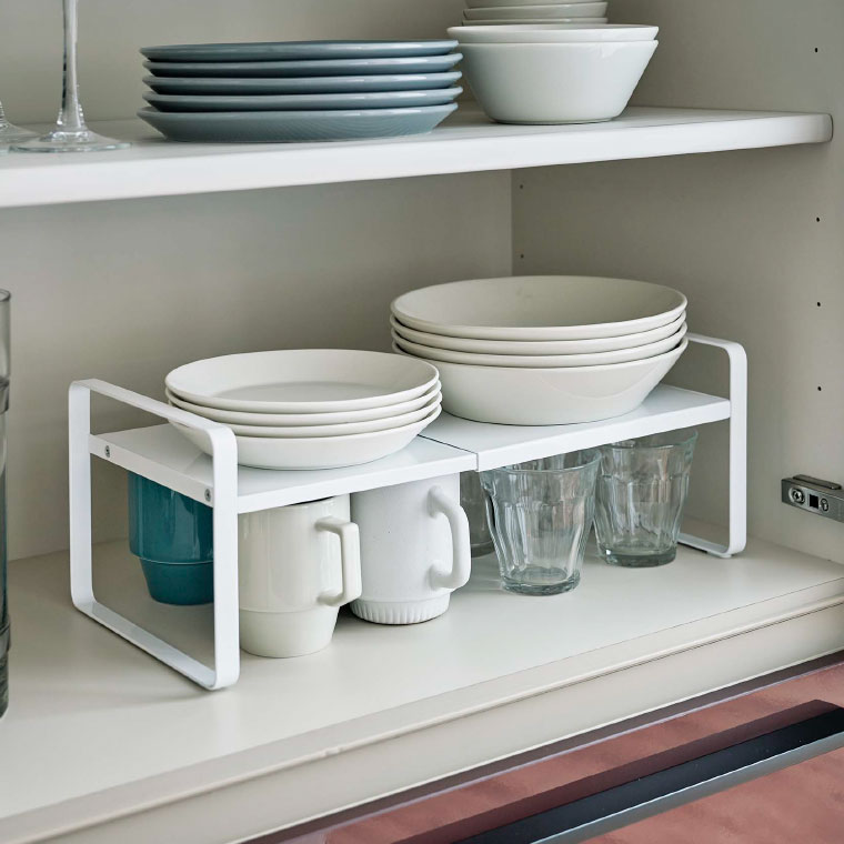 キッチン 伸縮収納ラック ２段 タワー 山崎実業 tower ホワイト/ブラック 5399 5400 towerシリーズ