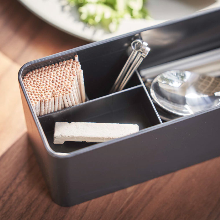 蓋付きカトラリーケース ロング リン 山崎実業 RIN ブラウン/ナチュラル 5405 5406 タワーシリーズ