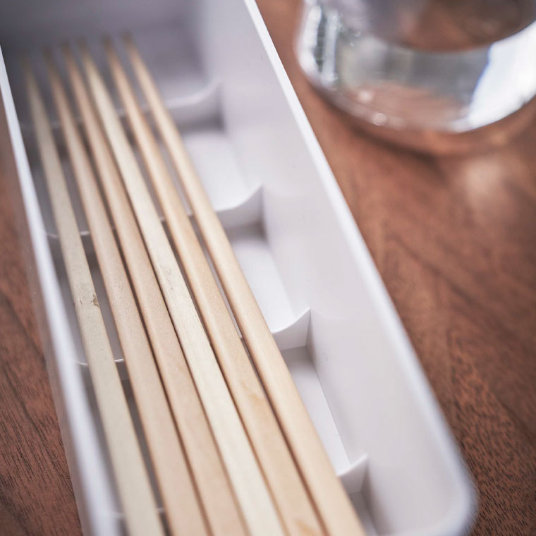 蓋付きカトラリーケース ロング リン 山崎実業 RIN ブラウン/ナチュラル 5405 5406 タワーシリーズ