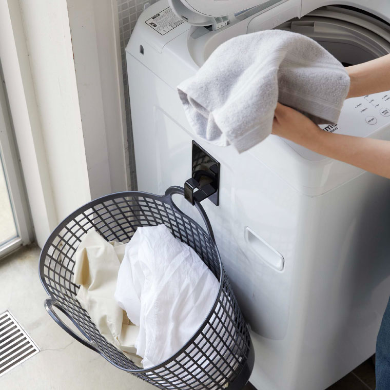 マグネットランドリーバスケットホルダー タワー 山崎実業 tower マグネット 洗濯機 ホワイト/ブラック 5417 5418 towerシリーズ