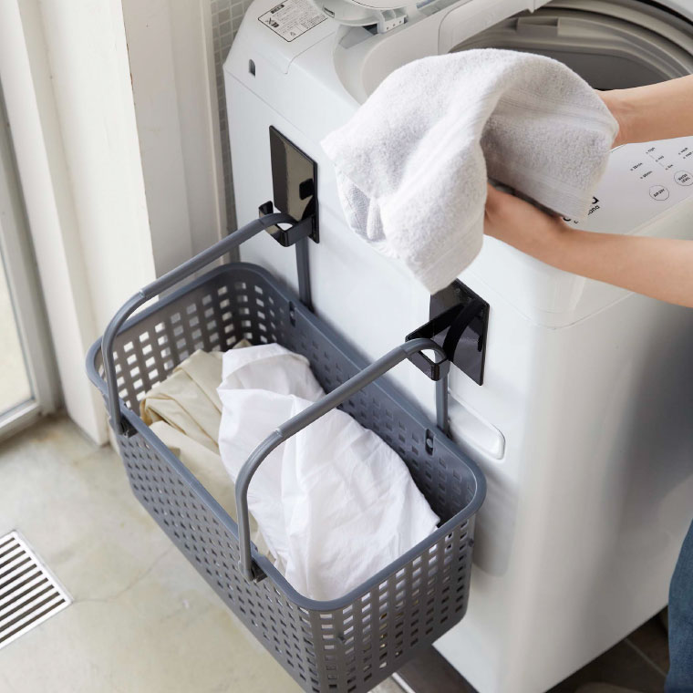 マグネットランドリーバスケットホルダー ２個組 タワー 山崎実業 tower マグネット 洗濯機 ホワイト/ブラック 5419 5420 towerシリーズ