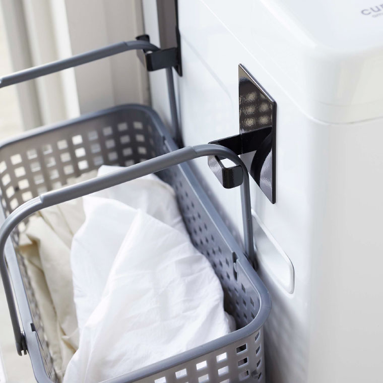 マグネットランドリーバスケットホルダー ２個組 タワー 山崎実業 tower マグネット 洗濯機 ホワイト/ブラック 5419 5420 towerシリーズ