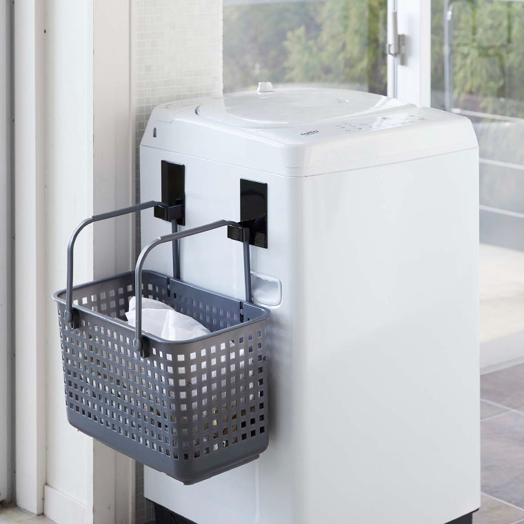 マグネットランドリーバスケットホルダー ２個組 タワー 山崎実業 tower マグネット 洗濯機 ホワイト/ブラック 5419 5420 towerシリーズ