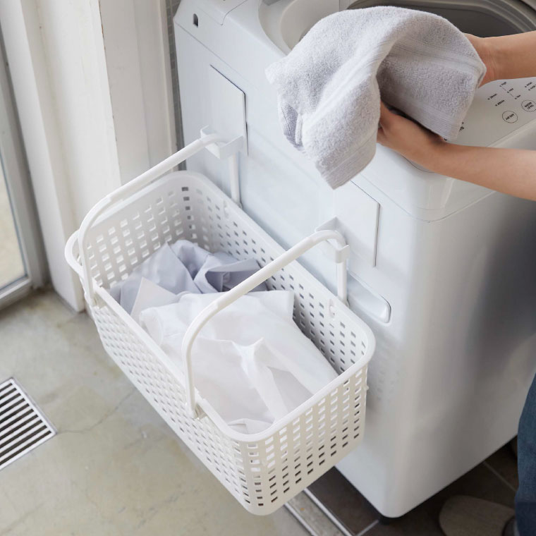 マグネットランドリーバスケットホルダー ２個組 タワー 山崎実業 tower マグネット 洗濯機 ホワイト/ブラック 5419 5420 towerシリーズ