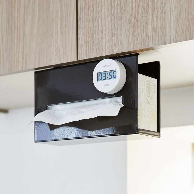 戸棚下ペーパーボックスホルダー タワー 山崎実業 tower ホワイト/ブラック 5449 5450 タワーシリーズ