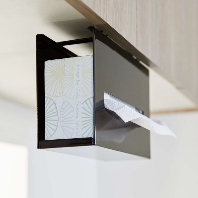 戸棚下ペーパーボックスホルダー タワー 山崎実業 tower ホワイト/ブラック 5449 5450 タワーシリーズ