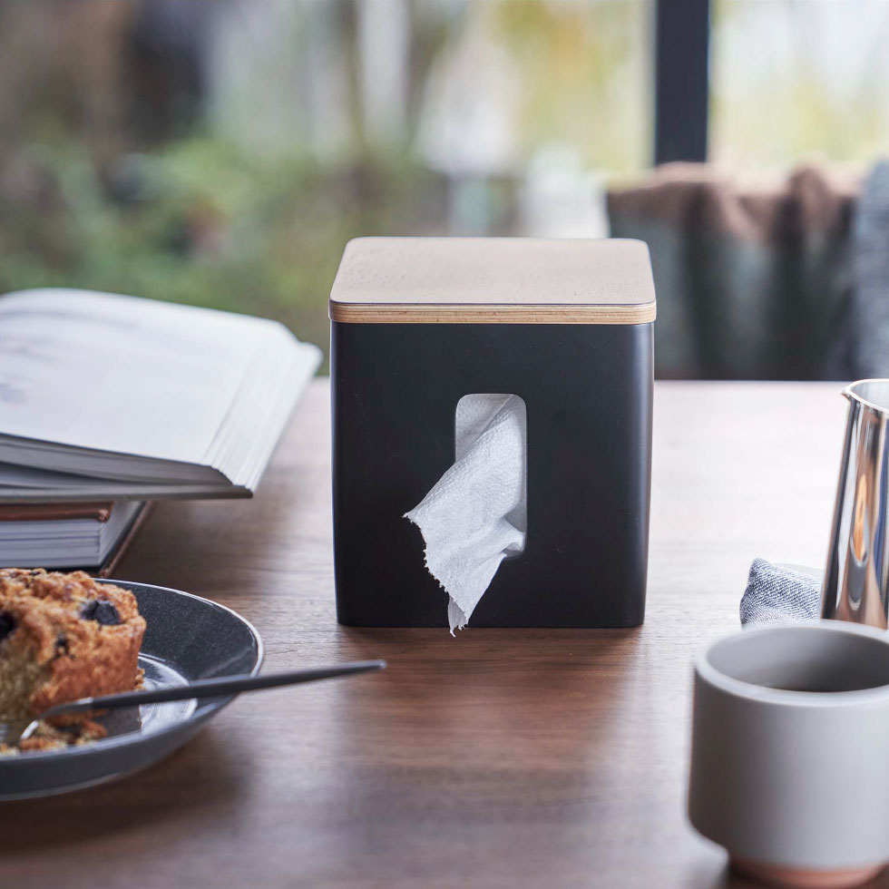 ティッシュ＆トイレットペーパーケース リン 山崎実業 RIN ブラウン/ナチュラル 5469 5470 タワーシリーズ