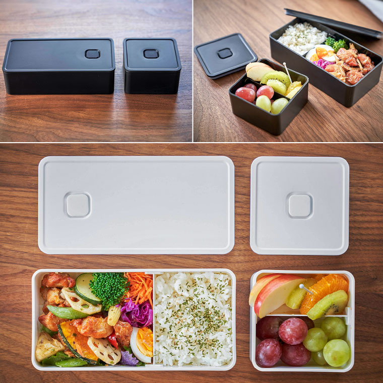 バルブ付き密閉ランチボックス ワイド タワー 山崎実業 tower ホワイト/ブラック 5471 5472 タワーシリーズ