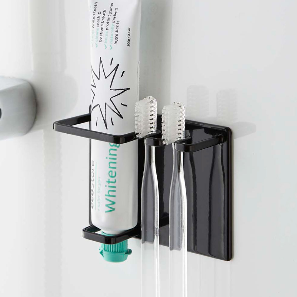 マグネットバスルームチューブ＆トゥースブラシホルダー タワー 山崎実業 tower ホワイト/ブラック 5510 5511 タワーシリーズ マグネット