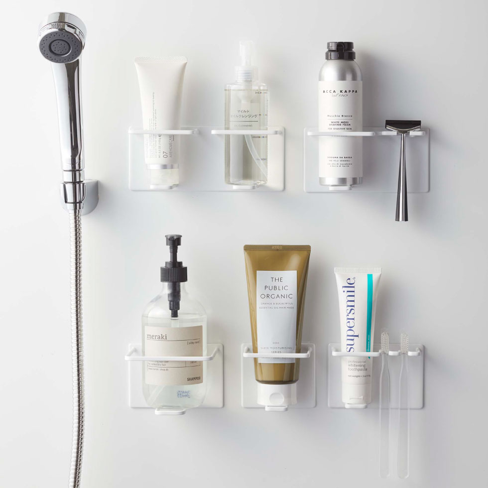 マグネットバスルームチューブ＆トゥースブラシホルダー タワー 山崎実業 tower ホワイト/ブラック 5510 5511 タワーシリーズ マグネット