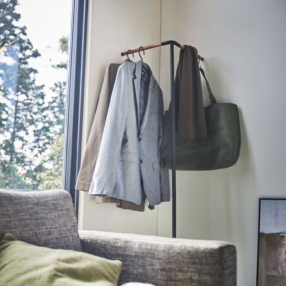 立て掛けコーナーコートハンガー タワー 山崎実業 tower ホワイト/ブラック 5550 5551 タワーシリーズ