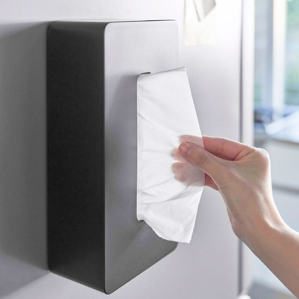 マグネット ティッシュケース レギュラーサイズ タワー 2個セット 山崎実業 tower ホワイト/ブラック 5585 5416 タワーシリーズ マグネット