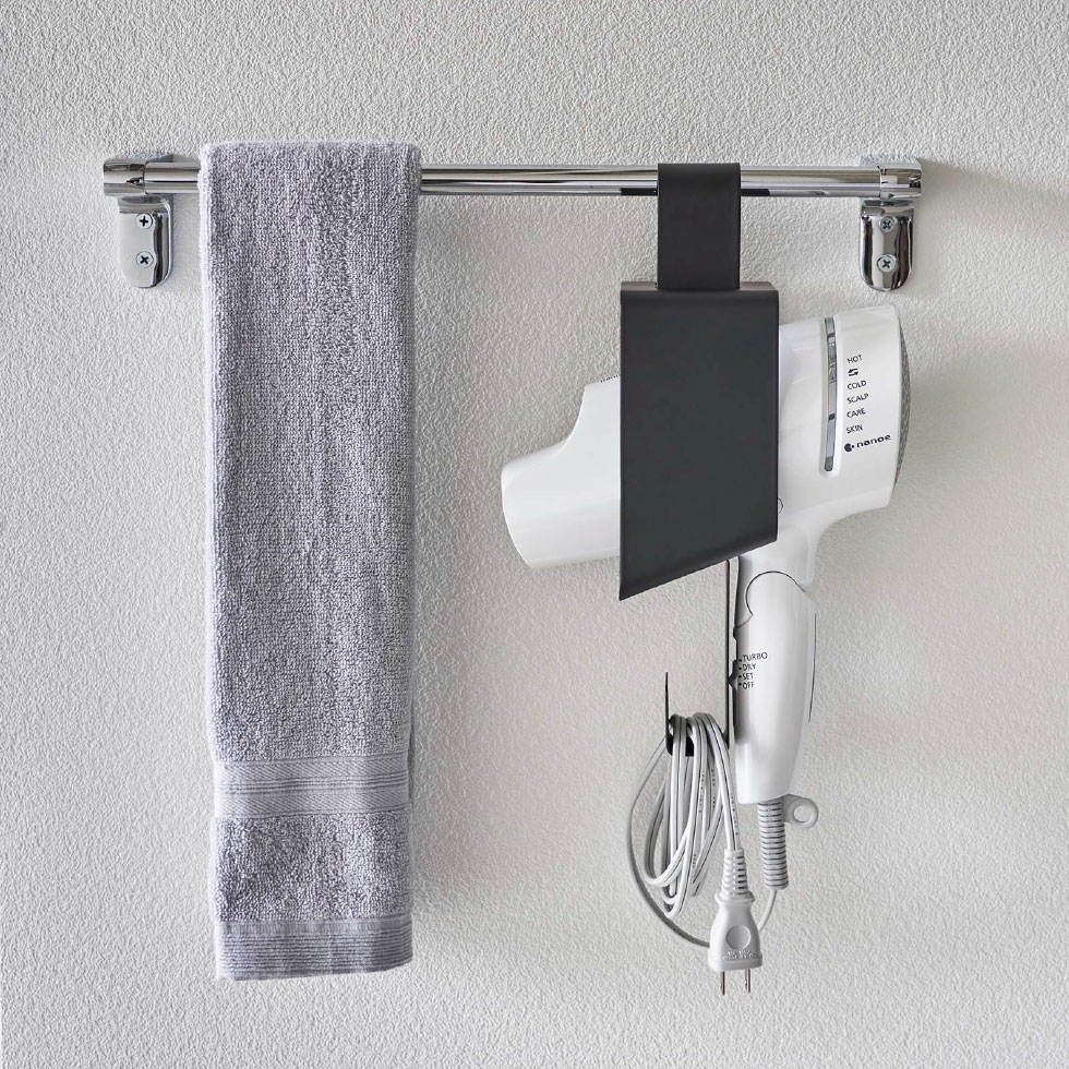 引っ掛けドライヤーホルダー タワー 山崎実業 tower ホワイト/ブラック 5657 5658 タワーシリーズ