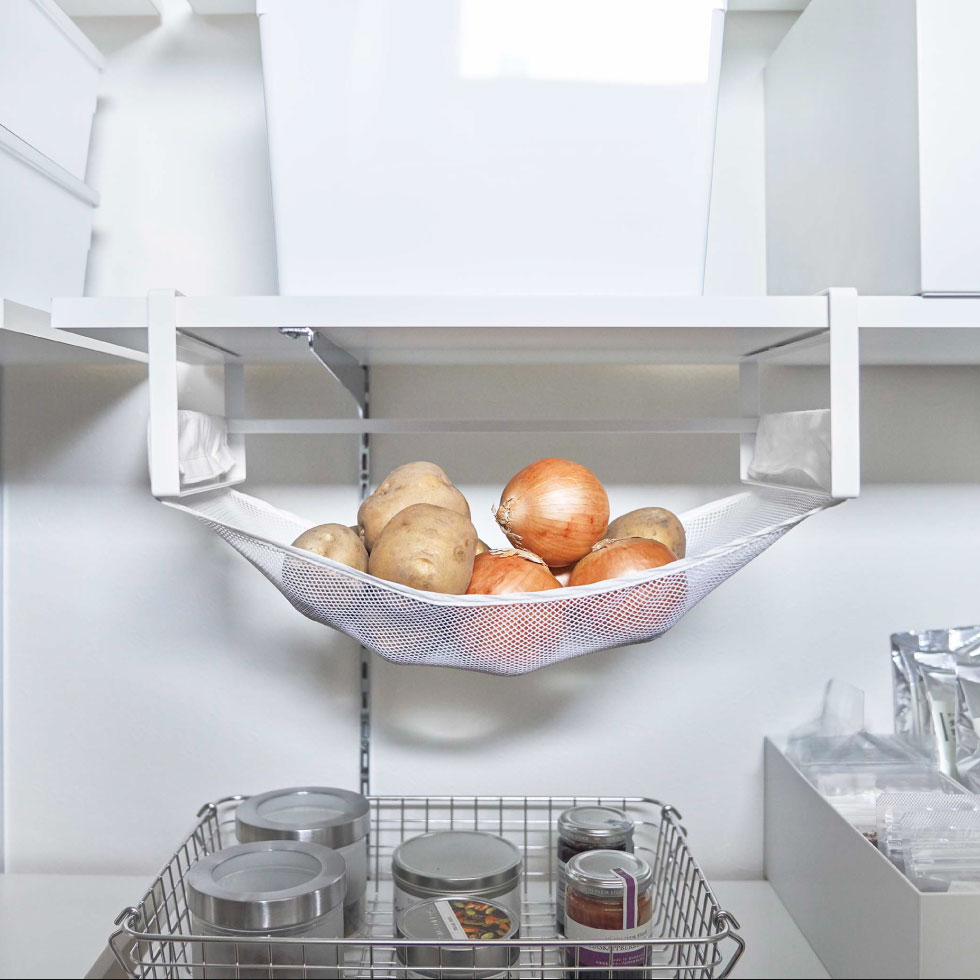 戸棚下野菜収納ネット タワー 山崎実業 tower ホワイト/ブラック 5294 5295タワーシリーズ