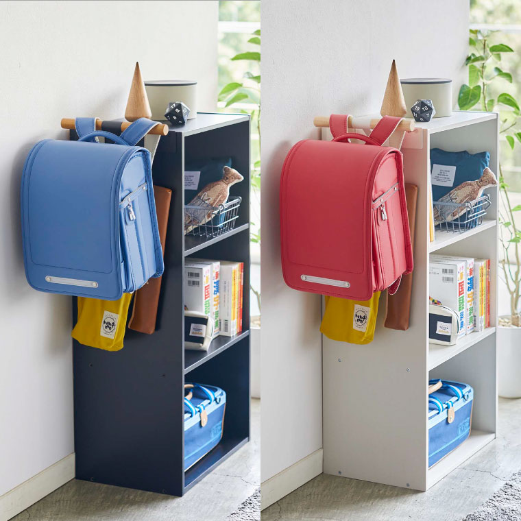 カラーボックス横 ランドセル＆リュックハンガー リン 山崎実業 RIN ランドセルハンガー ブラウン/ナチュラル 5318 5319 タワーシリーズ