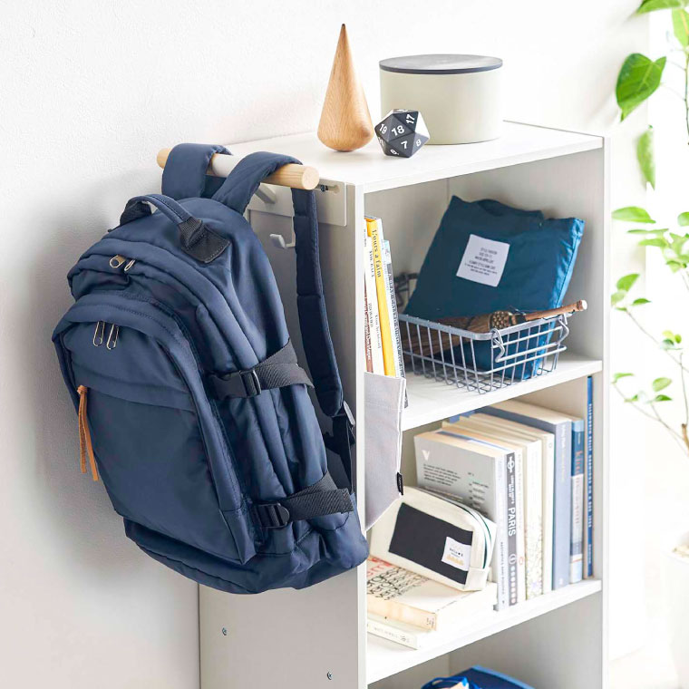 カラーボックス横 ランドセル＆リュックハンガー リン 山崎実業 RIN ランドセルハンガー ブラウン/ナチュラル 5318 5319 タワーシリーズ