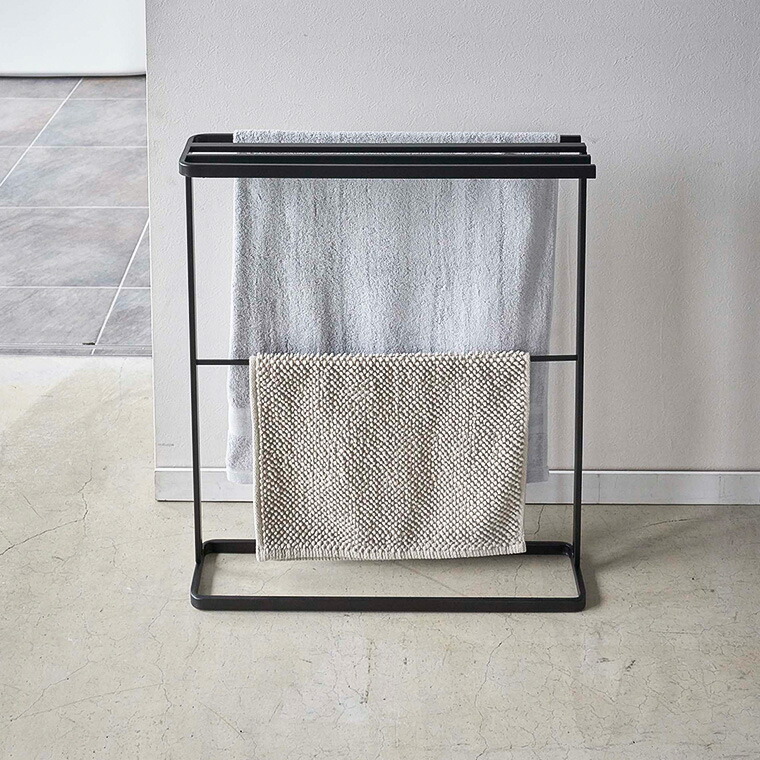 横から掛けられるバスタオルハンガー タワー スリム 山崎実業 tower ホワイト/ブラック 5576 5577 タワーシリーズ