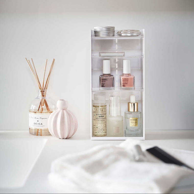 コスメ収納ケース タワー 4段 山崎実業 tower ホワイト/ブラック 5601 5602 タワーシリーズ