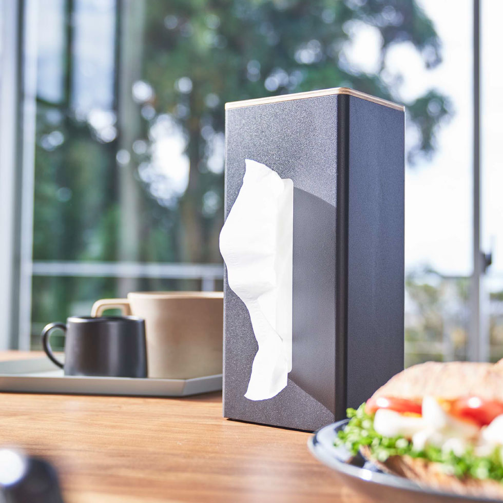 両面ティッシュケース縦型 リン 山崎実業 RIN ブラウン/ナチュラル 5635 5636