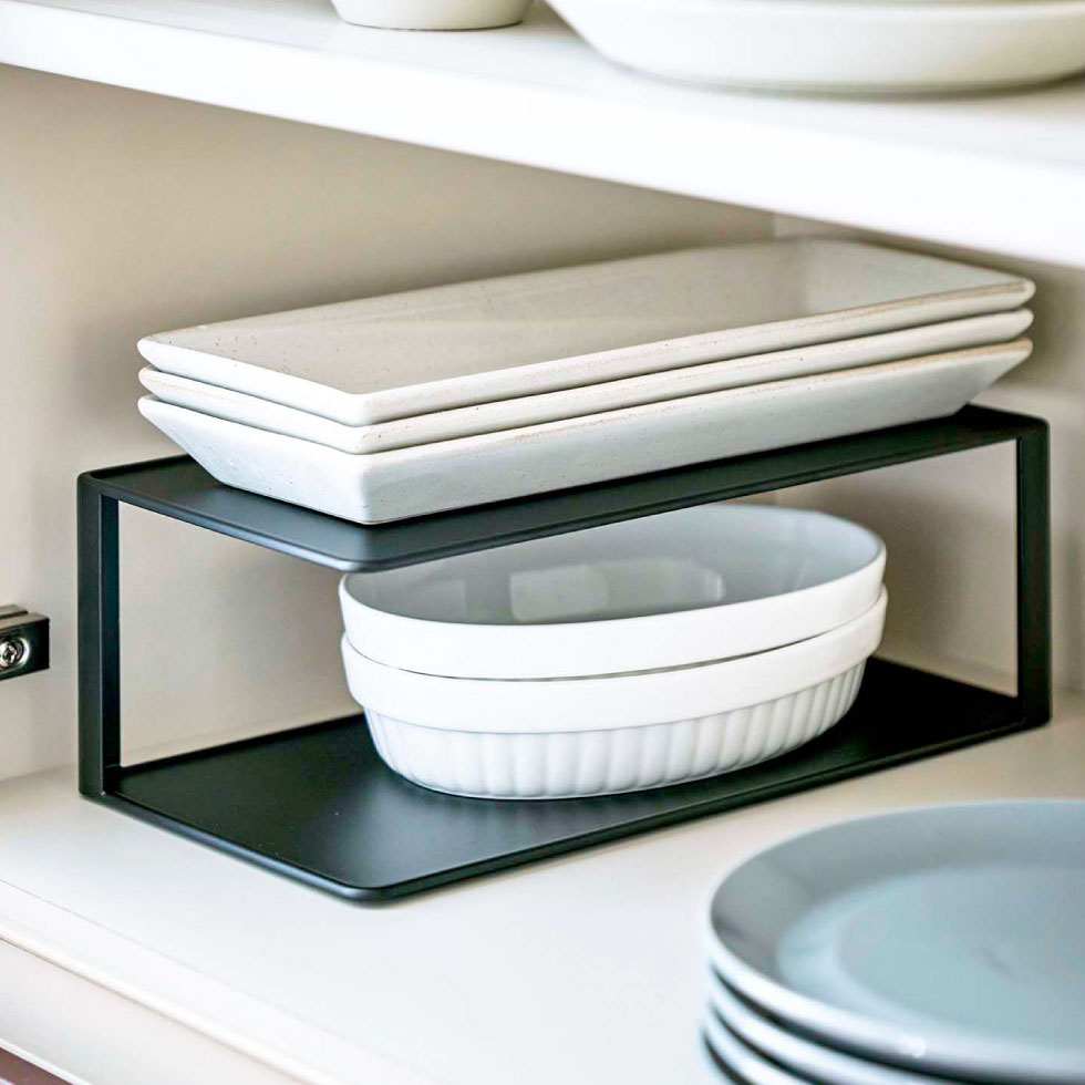 長皿収納ラック２段 タワー 山崎実業 tower ホワイト/ブラック 5641 5642 タワーシリーズ