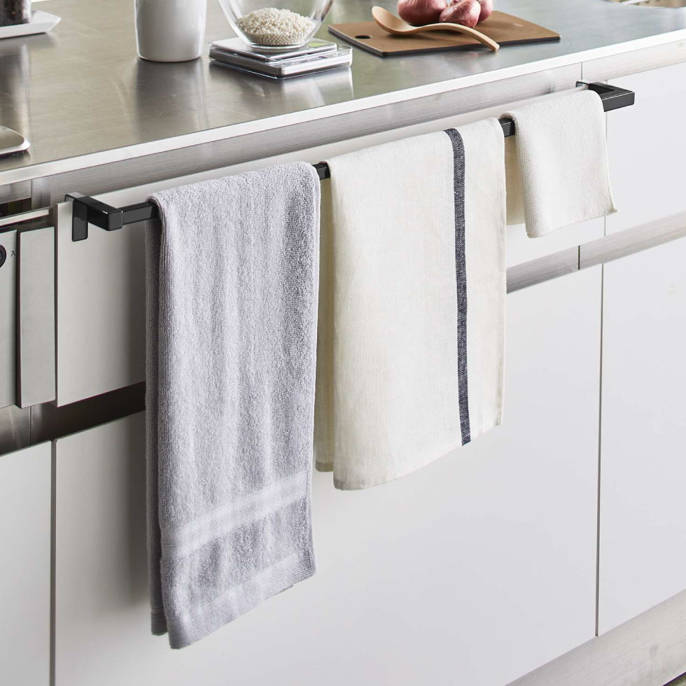 伸縮ロングタオルハンガーバー タワー 山崎実業 tower ホワイト/ブラック 5692 5693 タワーシリーズ