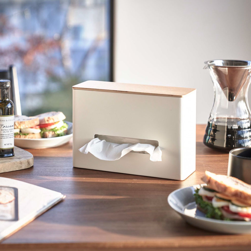 ティッシュ＆ウェットシートケース リン 山崎実業 RIN ブラウン/ナチュラル 5698 5699