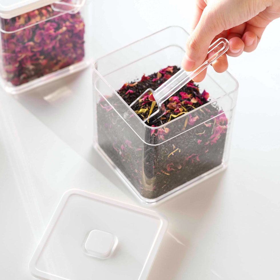 スプーン付き バルブ付き密閉保存容器 タワー 2個セット 山崎実業 tower ホワイト/ブラック 5465 5466 タワーシリーズ